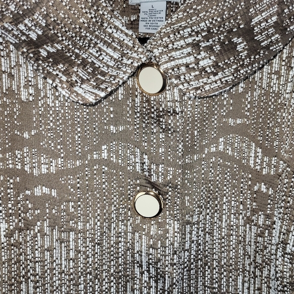 Carmen Marc Valvo Coat Womens M‎ Brown/Metallic Tapestry Round Collar Car - Picture 2 of 10